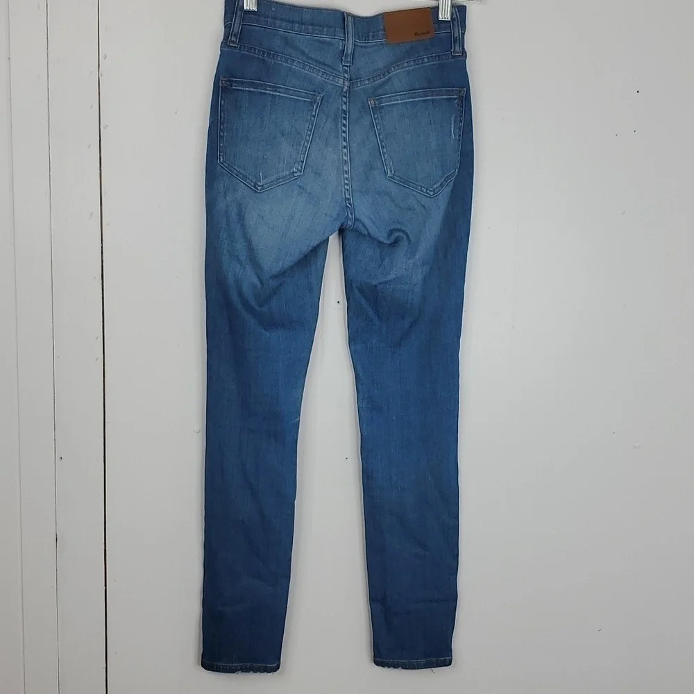 Madewell Skinny Skinny Jeans 9 Inch High Riser Ripped Knee Distressed Womens 24 - Picture 6 of 10